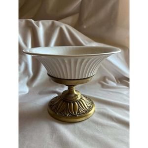 Hyalyn white ceramic compote and stand